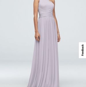 Lavender Haze one shouldered long bridesmaid dress-from davids bridal-worn once